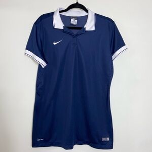 Nike navy blue and white polo Dri-Fit short sleeve shirt, size XL
